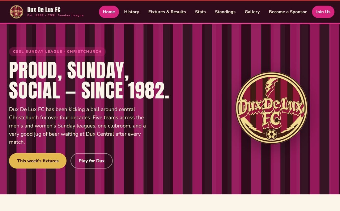 Dux De Lux FC website homepage